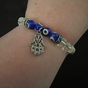 Blue and Silver Evil Eye Bracelet